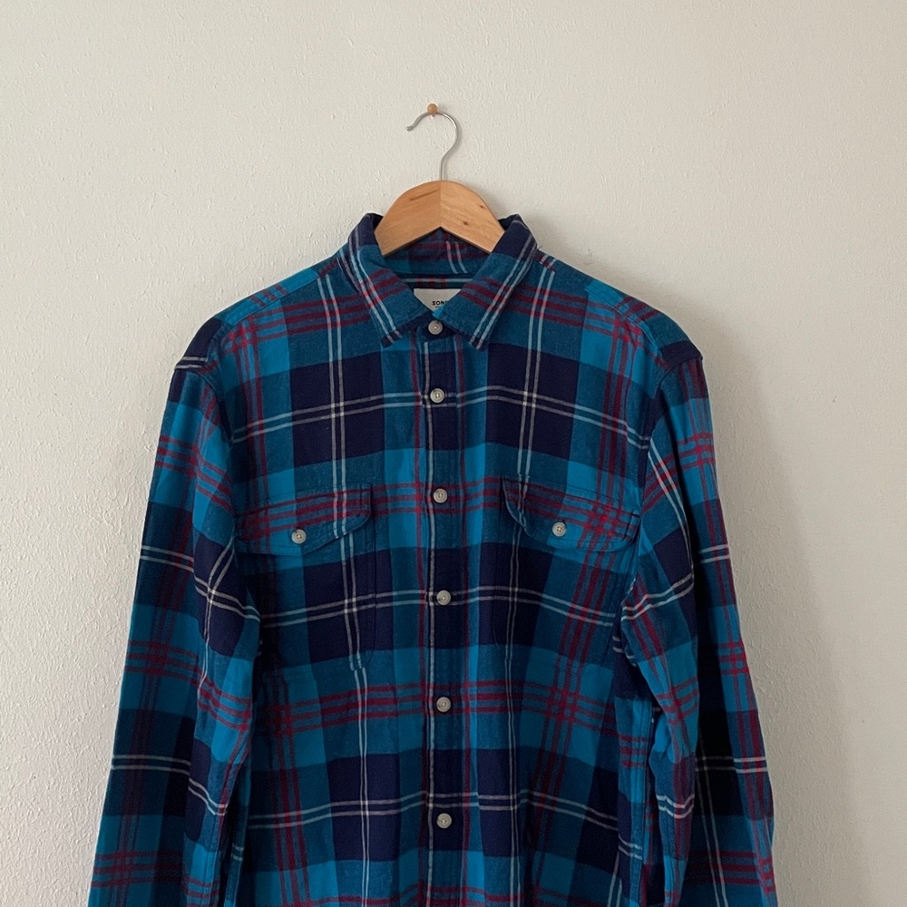 Sonoma Supersoft Flannel Shirt Teal Blue Plaid XLT